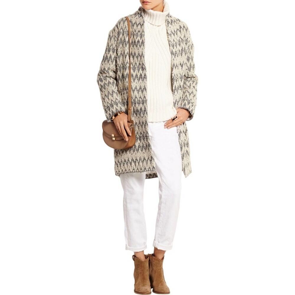 IRO Caly Grey Chevron Oversized Bouclé Coat Jacket